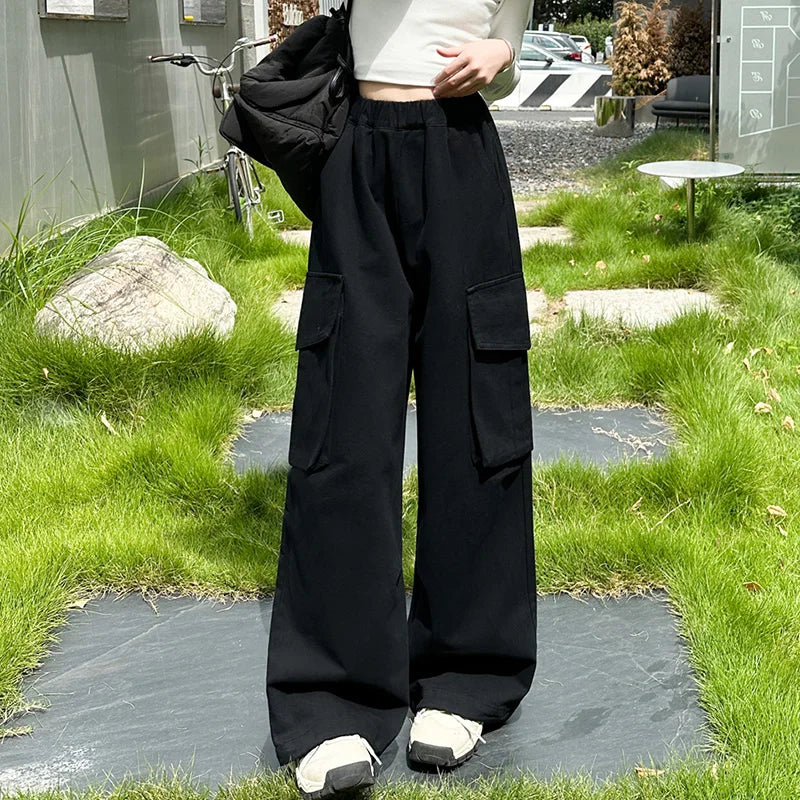 Children Cargo Pants for Girls 2025 Spring Casual Trousers Fashion Cotton Kids Pants Teenagers Sports Pants With Pocket 5-14Y