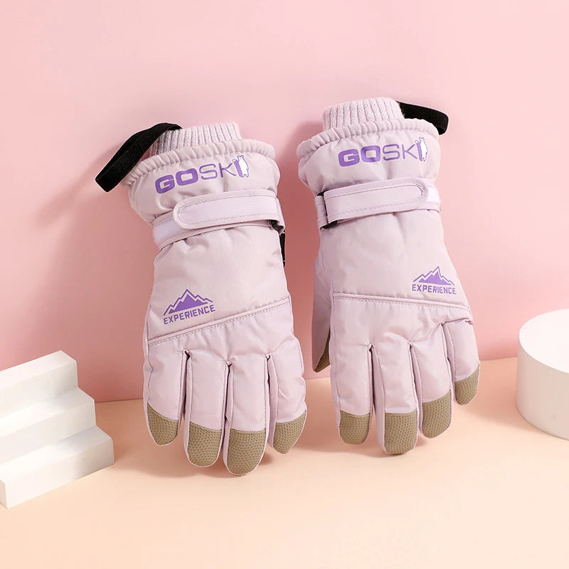 Winter Ski Gloves for Children Warm Thicken Gloves for Boys Girls Outdoor Sports Kids Skiing Riding Mittens Anti Slip