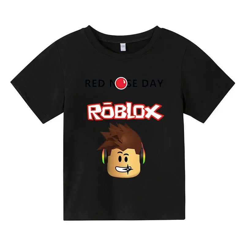 2025 Roblox kid T-shirt Boys Game Sports Cotton T-shirt Child Cartoon Short sleeve top Casual Street Harajuku Clothes