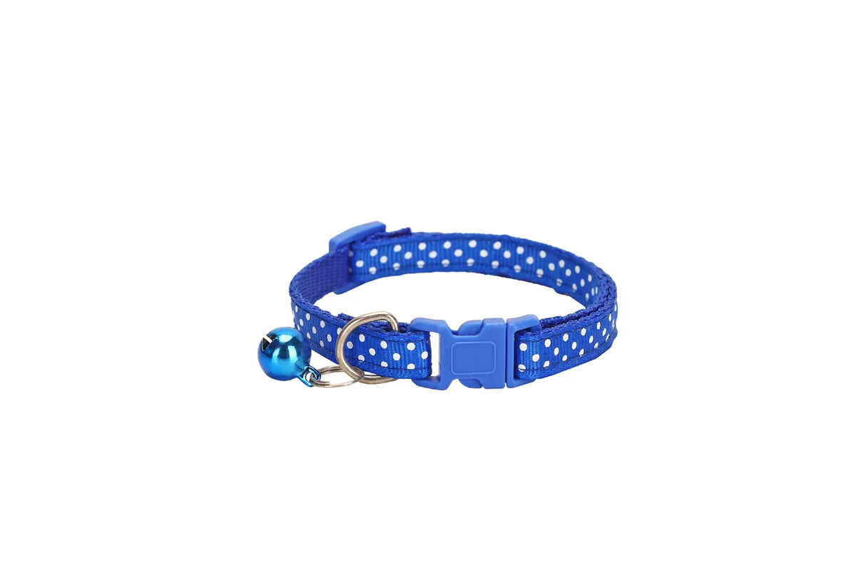 Pet Reflective Material Elastic Accessories Adjustable Security, Bell Dot Dog And Cat With Polka Dot Collar