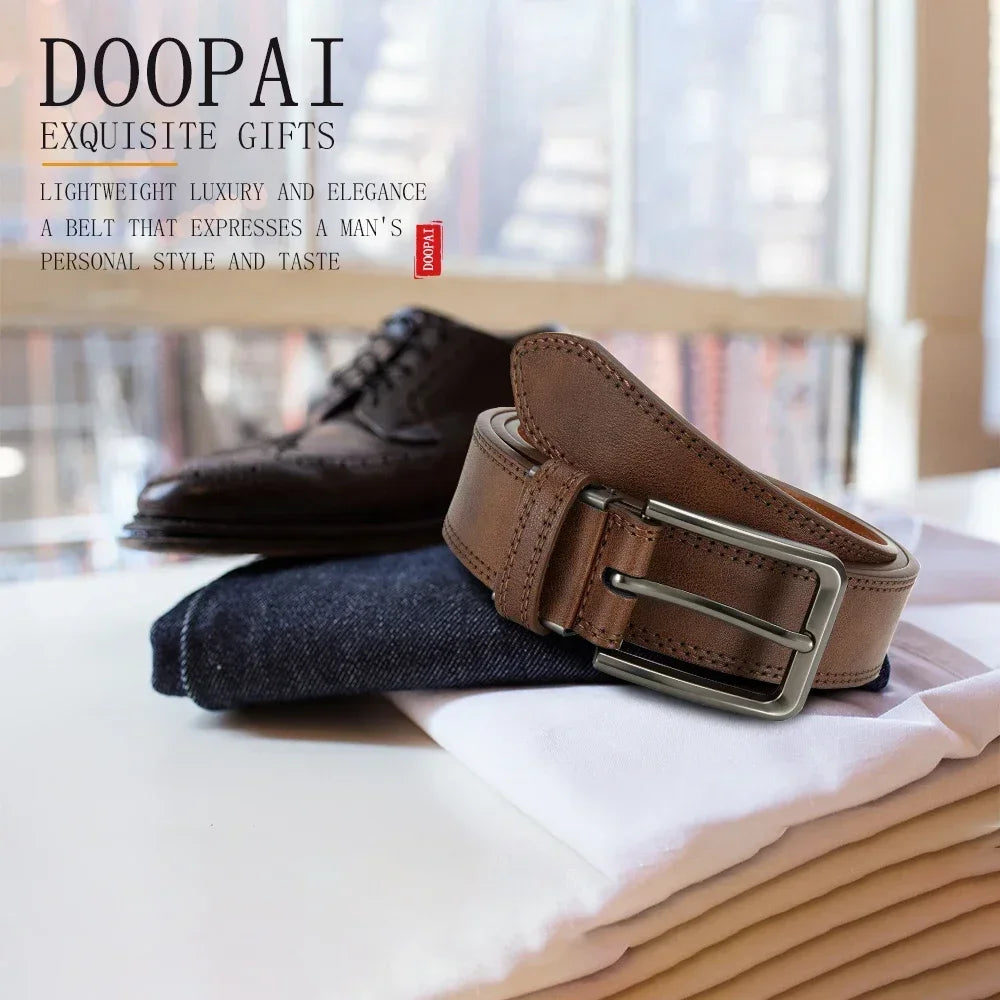 Men Belts High Quality Genuine Leather LONG Large Pin Buckle Metal Automatic Buckle Male Belts Strap Male