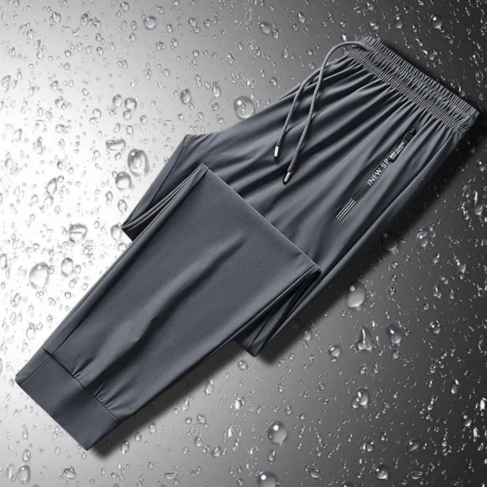 Men Pants Summer Trousers for Men Men's Quick-drying Ice Silk Sport Pants with Zipper Pockets Drawstring for Men for Running