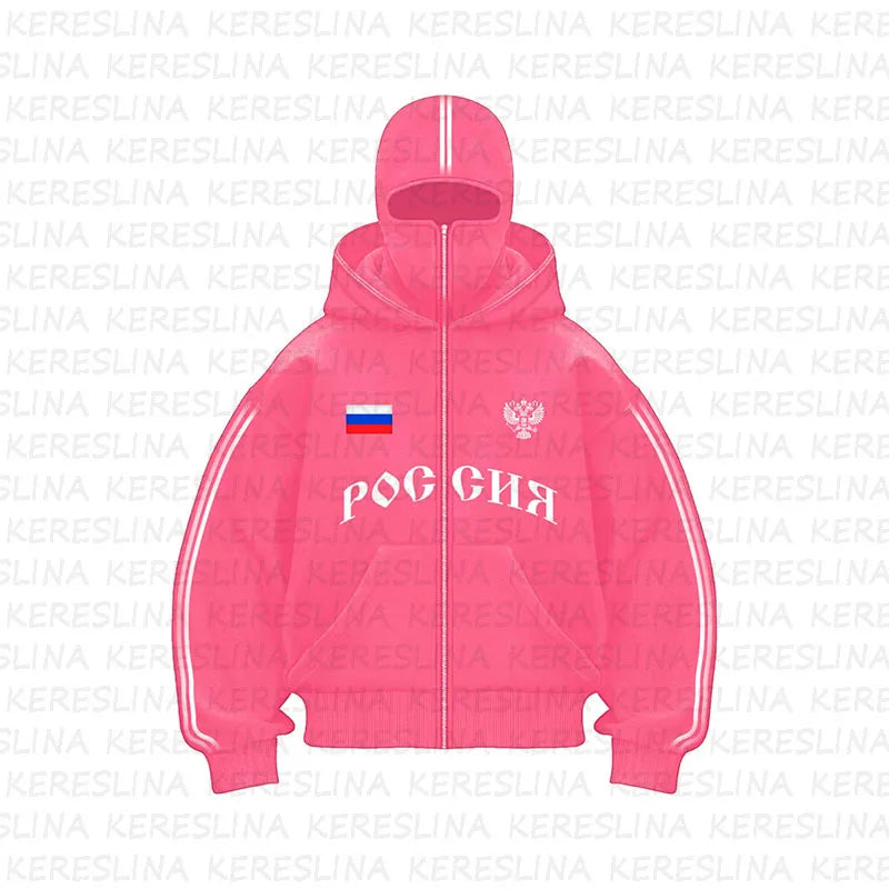 2025 new sports hoodie double hat design letter hooded cardigan autumn and winter men's and women's loose Y2K jacket jacket
