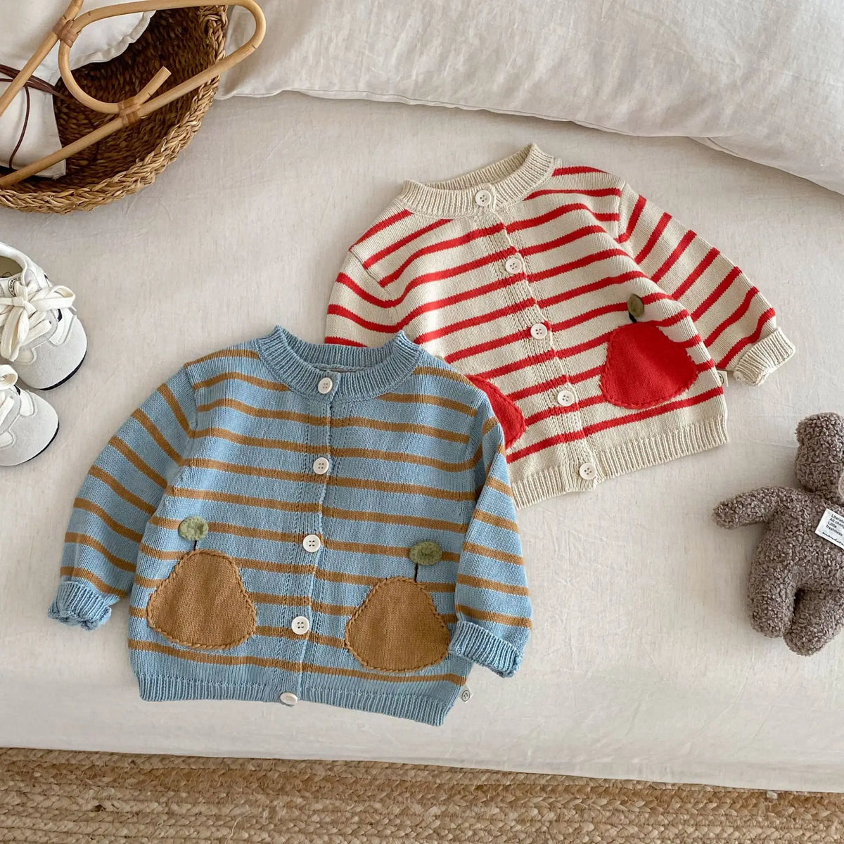 Kids Knitted Cardigan 2025 Autumn Korean Cute Girls' Striped Sweaters Coat Baby Boys Casual Knitwear Sweater Cardigans