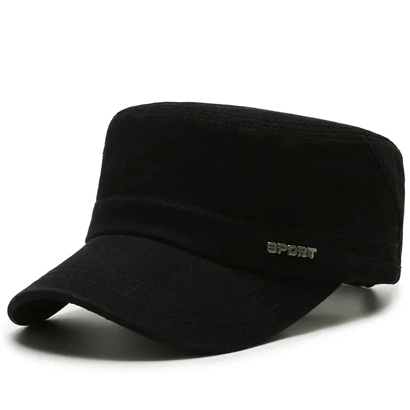 Hat Men's Flat Military Hat Is Simple And Versatile, Middle-Aged Hat Spring And Autumn Duck Tongue Casual Fashion New Style
