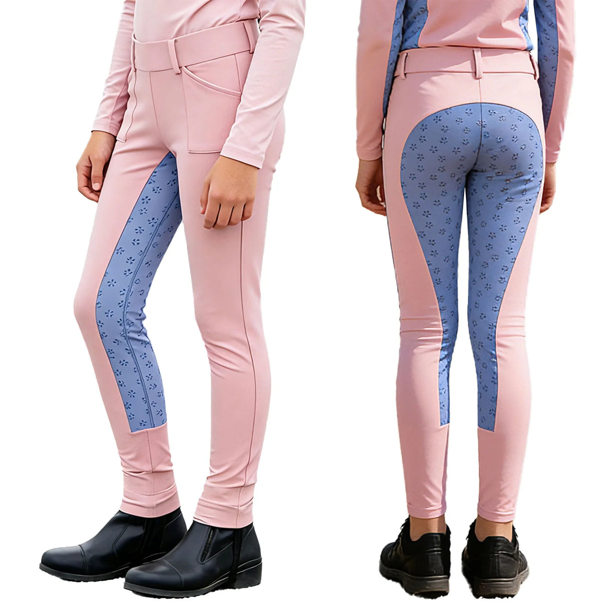 Unisex Kids Boys Girls Horse Riding Sports Clothes Anti-skid Full Seat Equestrian Pants Leggings Workout Bottoms Daily Wear