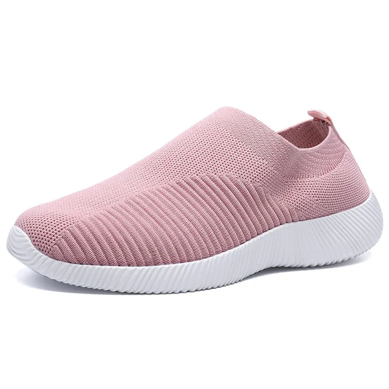 Knitted Sneakers for Women 2024 Autumn Slip on Breathable Mesh Casual Shoes Woman Flat Heels Plus Size Loafers Zapatos Mujer