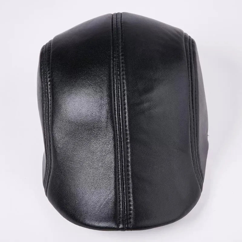 Beret hats for men, wholesale of leather fedora hats for middle-aged and elderly people, winter leather forward hats for both me