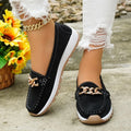 Women Flats 2026 Spring Autumn New Loafers Fashion Metal Decor Round Head Casual Shoes Female Daily Comfort Soft Soled Sneakers