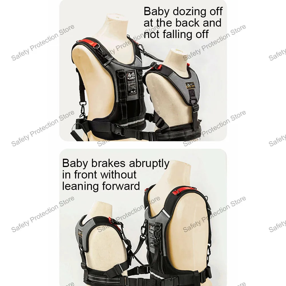 Kids Adjustable Safety Belt Child Motorcycle Cycling Safety Belt Reflective Front Back Duals-purpose Grab Handle Strap Harness