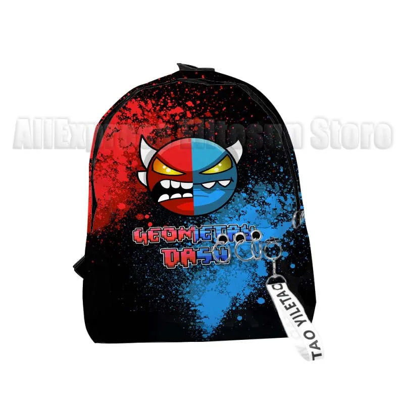 Kids Angry Geometry Dash 3D Print Backpacks for Girls Boys Cartoon Anime Bookbags Students School Bags Children Knapsacks Gifts