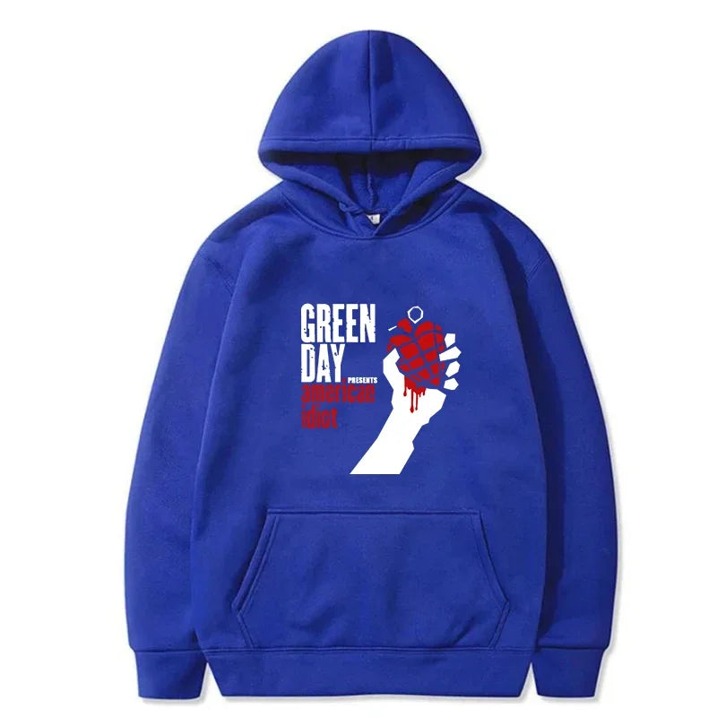 New Men Hoody GREEN DAY Printed Tops Round Neck For Womens Fashion Casual Soft Pullover Sweater Loose Men Comfortable Hoodies