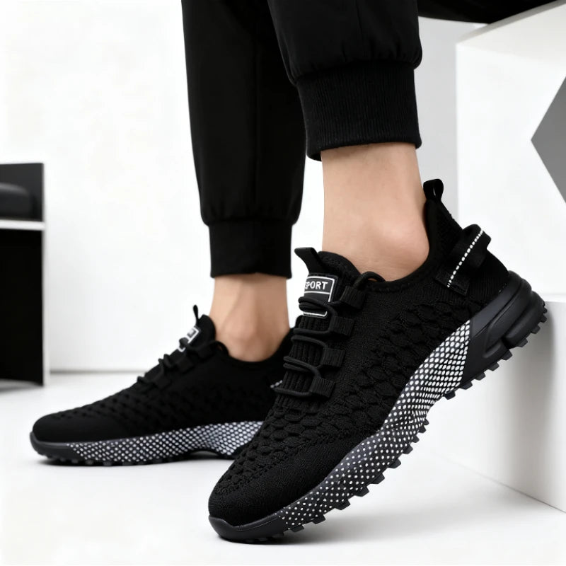 Men's Shoes 2025 Hot Sale Yellow Knit Sport Sneakers Lightweight Mesh Non-Slip Casual Trainers Comfortable Outdoor Running Shoes