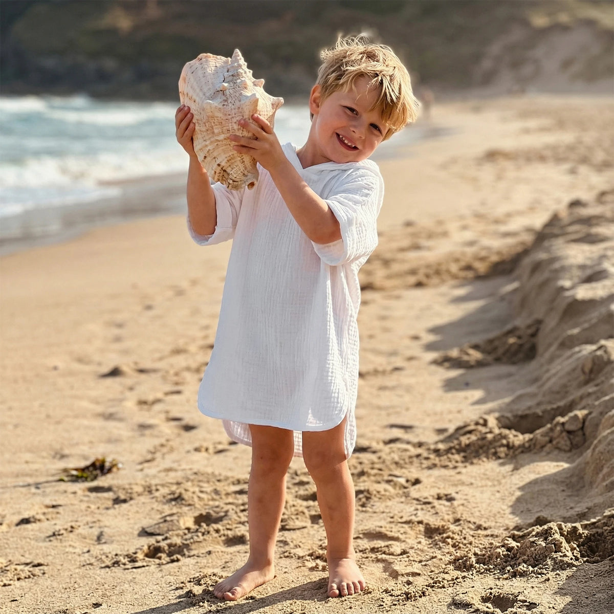 Kids Girls Boys Swim Cover-up, Toddler Hooded Bath Towel Solid Color Beach Clothes