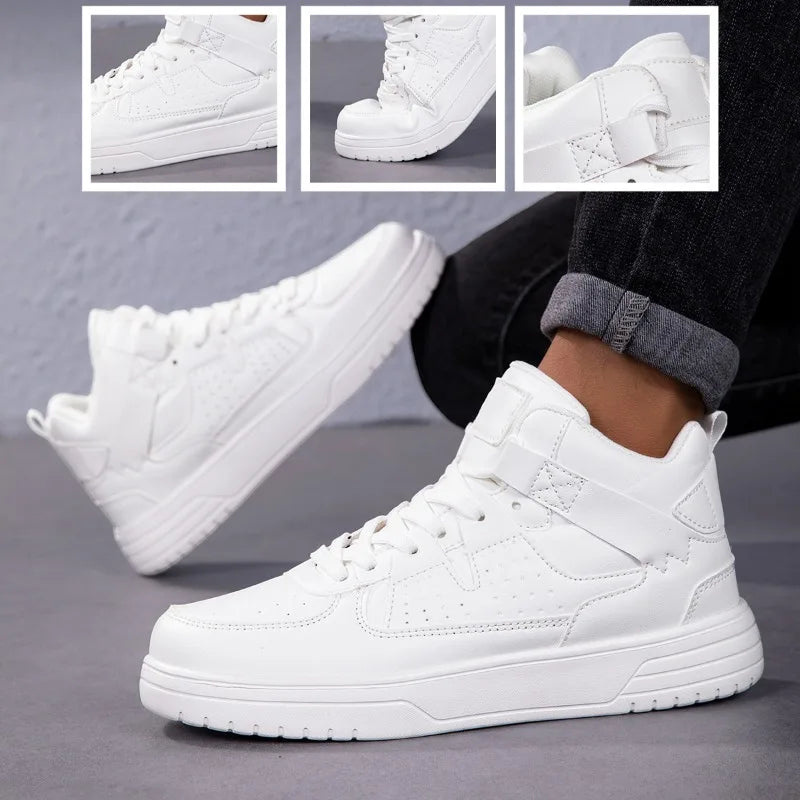 Men‘s Shoes Fashion High-top Sneakers High Quality Leather Casual Shoes Classic Lace Up Ankle Boots Sport Running Shoes for Men