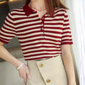WinvyNee Summer Women 100% Cotton Striped Polo T Shirt Women Clother Tops Short Sleeve  Sweater Casual Basic Pullover A1002004