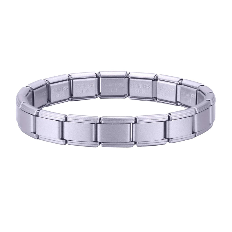 Men's Women's Jewelry DIY 9MM Width Italian Elastic Charm Bracelets Gold Silver Solid Color Stainless Steel Fashion Bangle Basic