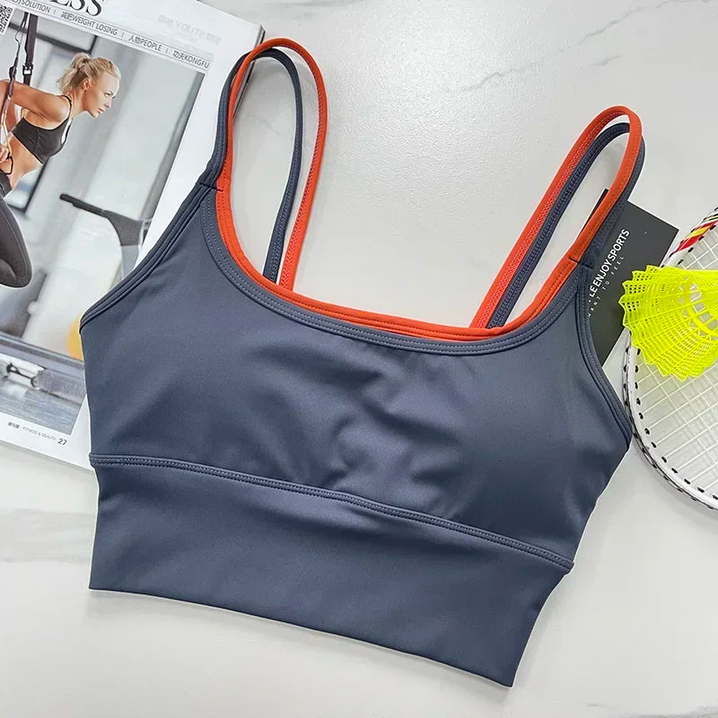 Sports Underwear Bras Top Women's Shockproof Running Gathering Fitness and Breasts Wearing Yoga Quick-drying Suspender Vests