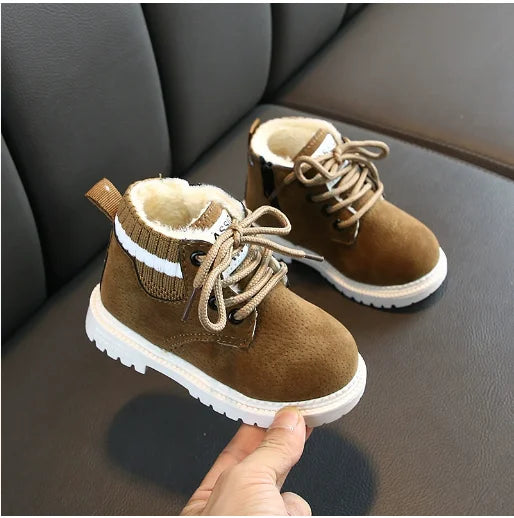 New Children's Casual Shoes Autumn Winter Kids Fashion Boots Leather Boys Girls Shoes Soft Antislip Sport Running Snow Boots