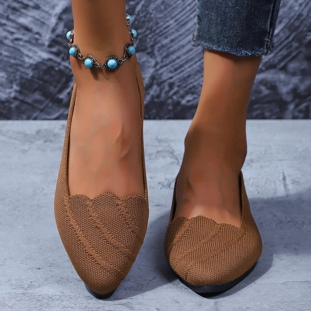 Women Flats Women Solid Slip Designer Casual Breathable Mesh Shoes Women Loafers Comfortable Shoes Pointed Toe Flat Shoes