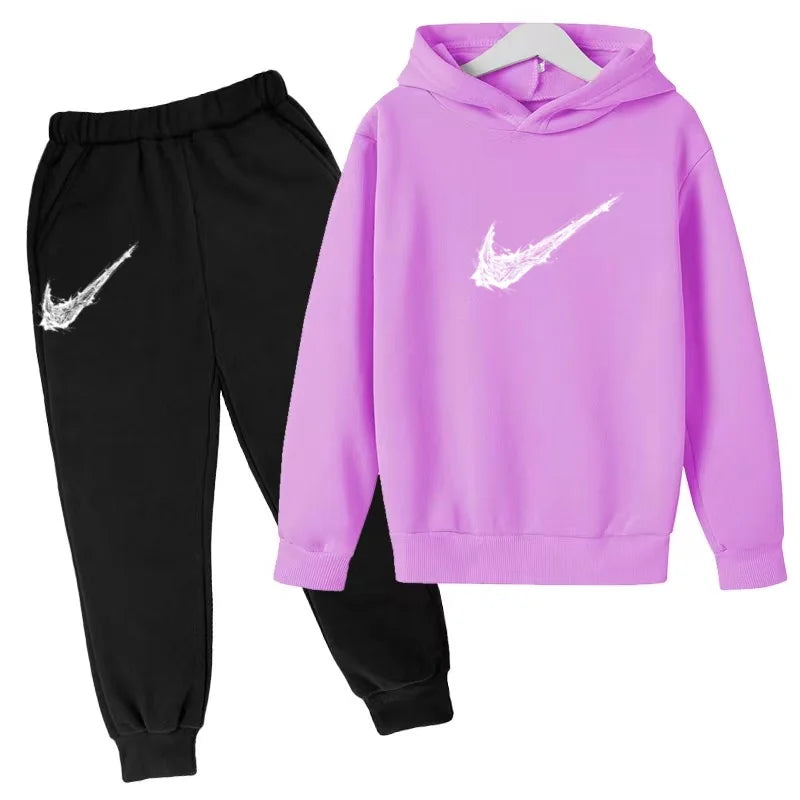 Kids Autumn Winter Hoodie Boy Girl 3-13Yrs Letter Print Clothing Casual Top+Trousers 2P Child Gift Brand Sports Coat Jogging Set