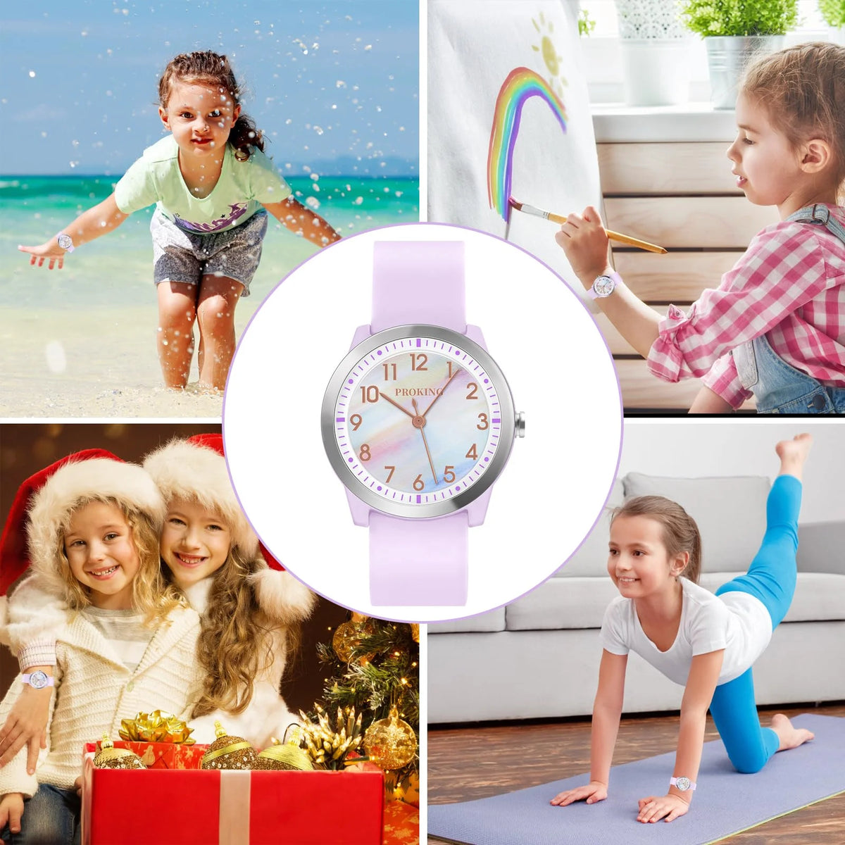PROKING Kids Watch for Girls Boys Children Teens Analog for Kid 8-18 Years Old Learning Time and Easy to Read 50M Waterproof Wit