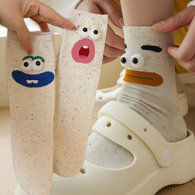 Funny Cartoon Socks Women's Strange Cartoon Small Cute Autumn Winter Coral Velvet Thickened Warm Socks Floor Sleeping LongSocks