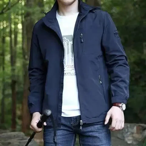 Men Outdoor Windproof Hiking Jackets Spring Autumn Thin Casual Jackets New Men Hooded Mesh Coats Quality Male Fit Windbreaker