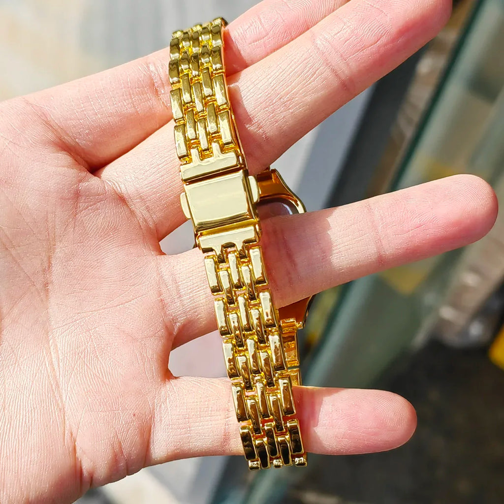 Women Watch Square Simple Design Men Quartz Watch Fashion Diamond Stainless Steel Women's Watch Diamond Bracelet