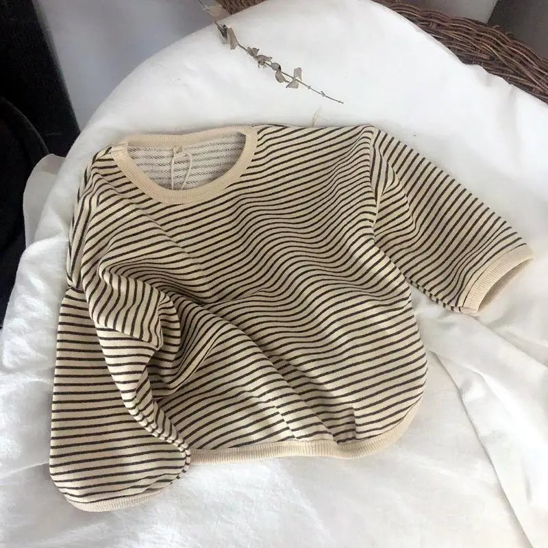 Baby Boys Long Sleeved Sweatshirts Spring Autumn And Winter Toddlers Clothing Children's Fashion Casual Comfortable Striped Tops
