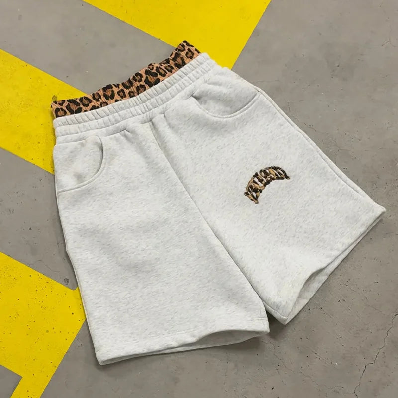 Y2K Trendy High-Quality Cross-Border Leopard Embroidered Casual Sports Men's and Women's Hooded Sweatshirt Pants