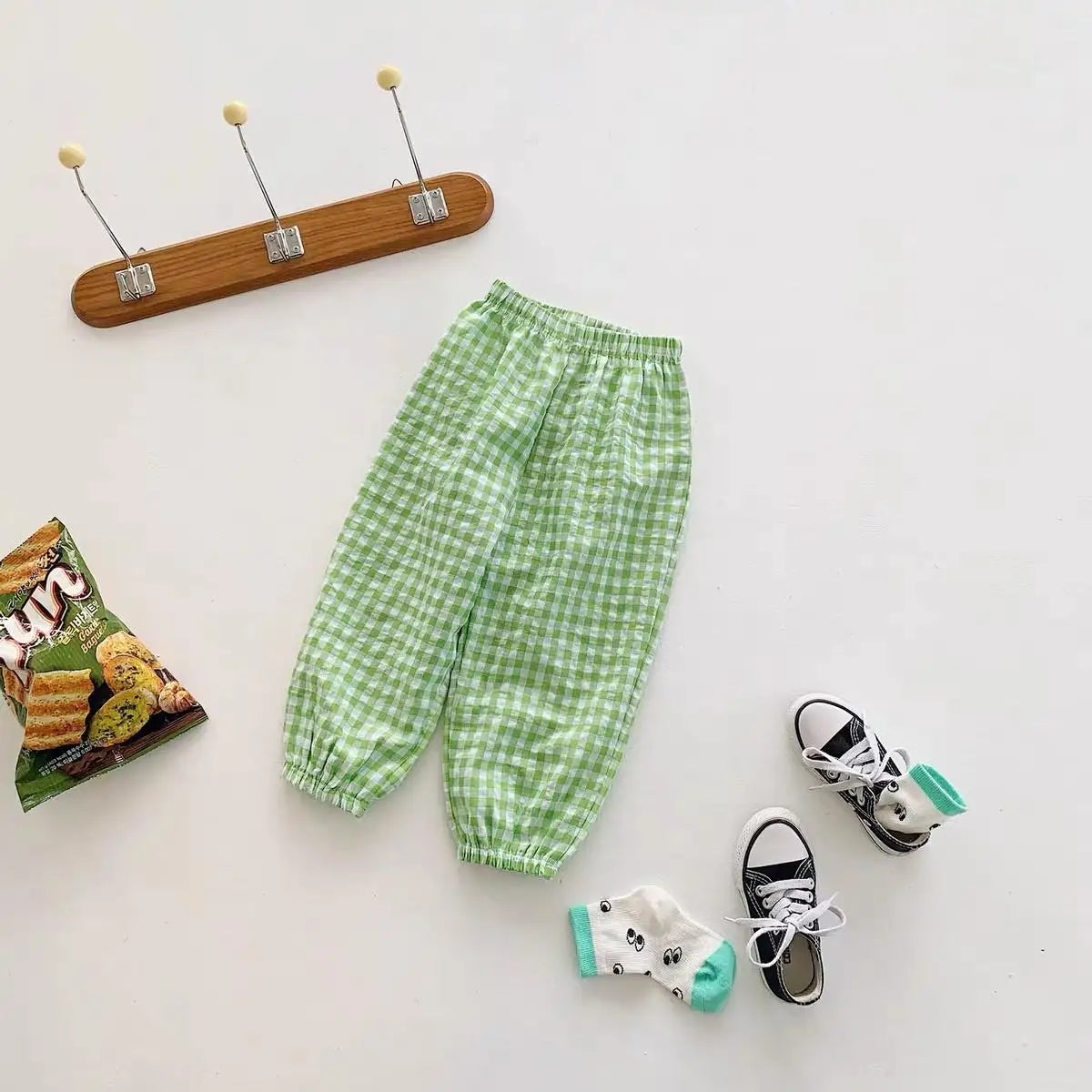 Summer Plaid Mosquito Proof Pants Outdoor Wear Baby Girls New Style Fashion Casual Loose Harlan Pants Children Thin Trousers