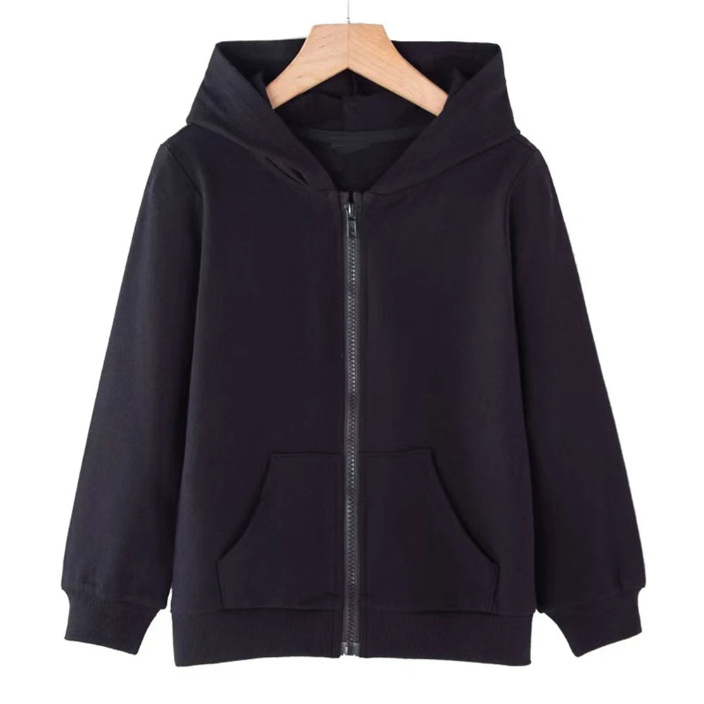Zipper Style Hoodies Coat for Boys and Girls Pink Children Age 3-12 Kids Kawaii Sweatshirt Festival Gifts Solid Color New