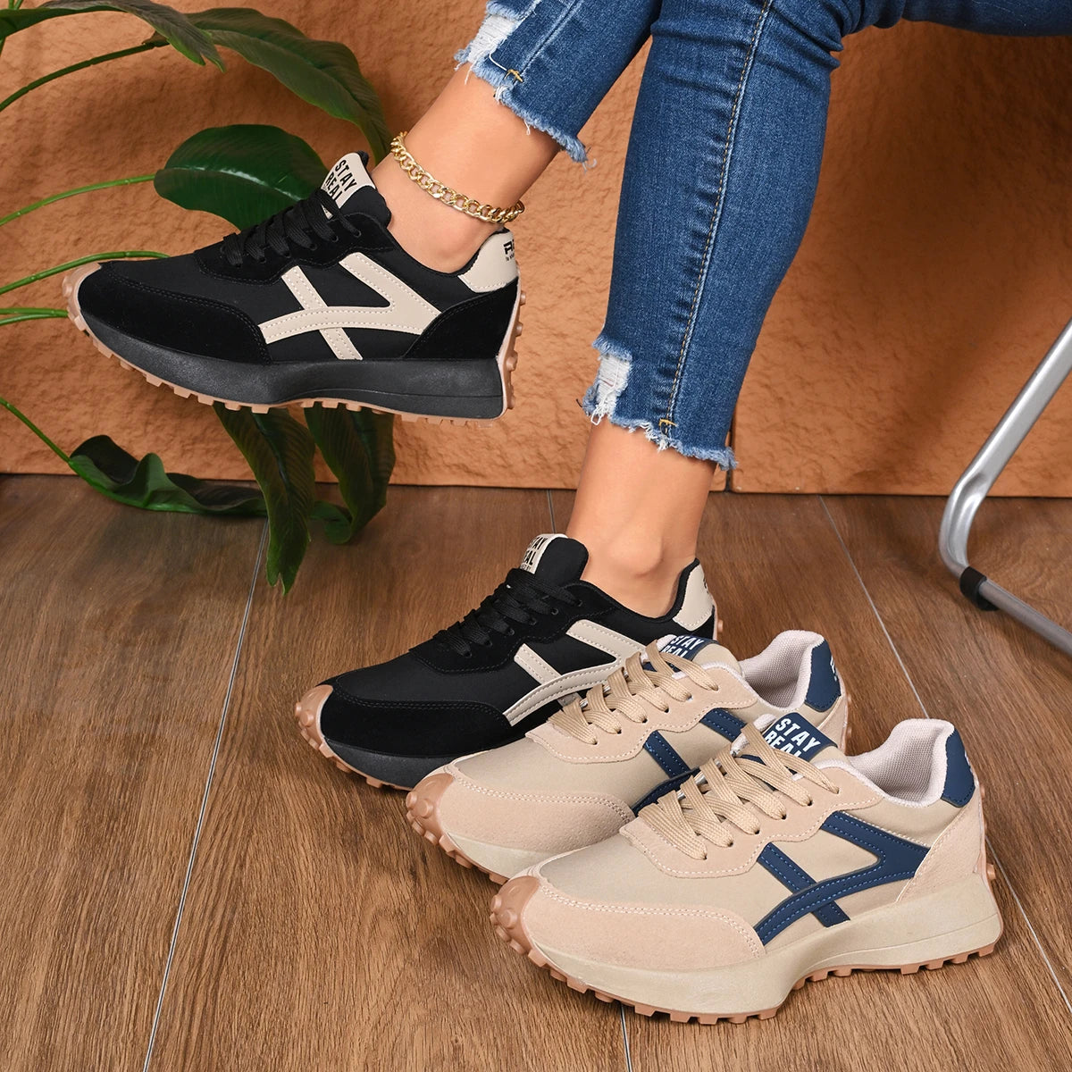 2026 New Women  Sneakers Spring Casual Lace Up Sport Sneakers Luxury Platform Anti-slip Running Shoes Women Zapatos De Mujer