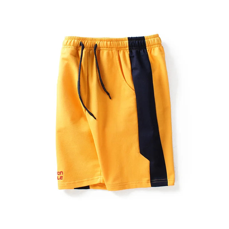 2026 New Summer Kids Boys Knitted Shorts Patchwork Striped Soft Cotton Sporty Shorts For Teenagers Big Boys 2-14 Years Wear