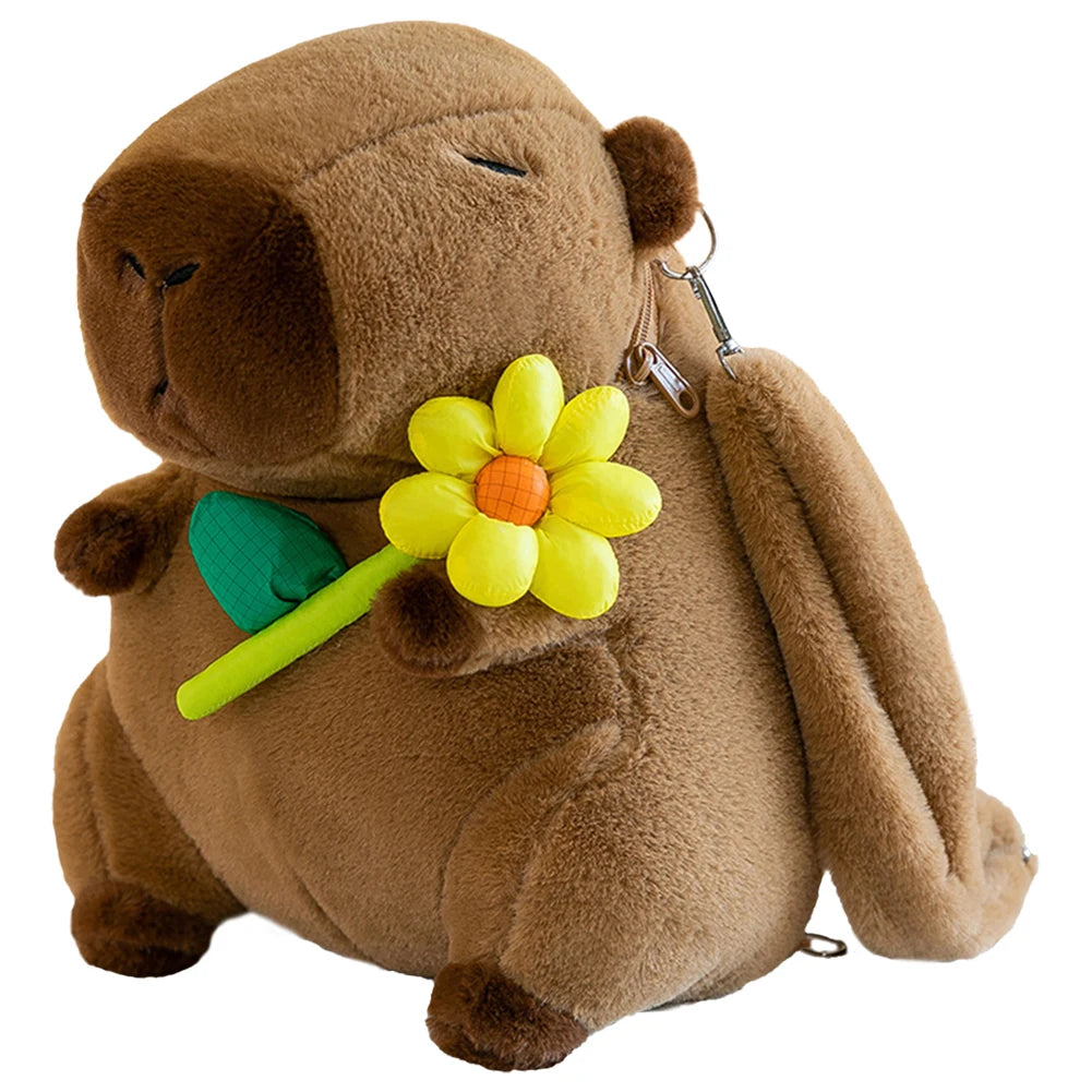Children Mini Knapsack Bag Funny Girl Anime Crossbody Bag Soft Girl Small Backpack Plush Capybara School Bag for Girls Children
