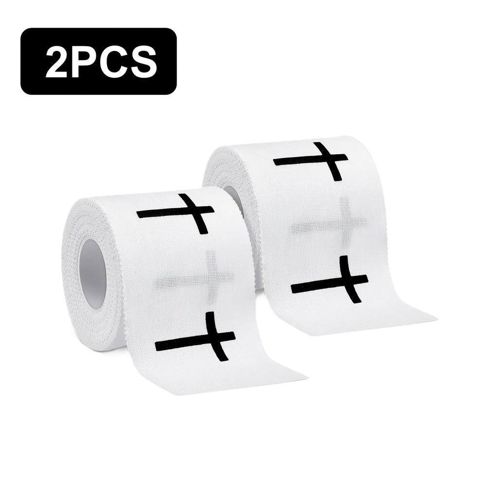 2pcs "+" Sports Wristbands | White Athletic Tape for Gym, Football and Baseball