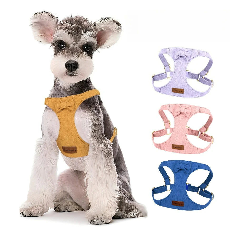 Pet Collars Trendy Premium Suede Dog Harness Leash Set-Adjustable Pet Chest Strap Soft Durable Puppy Kitten Fashion Accessories