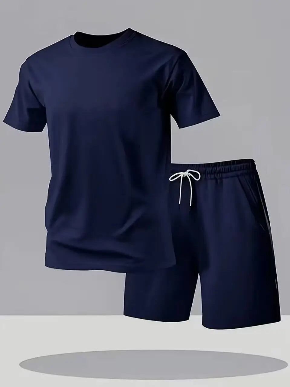 New Summer Fitness Sportswear for Men, Short-Sleeved T-Shirt and Shorts Two-Piece Set, Breathable and Quick-Drying Casual Wear.