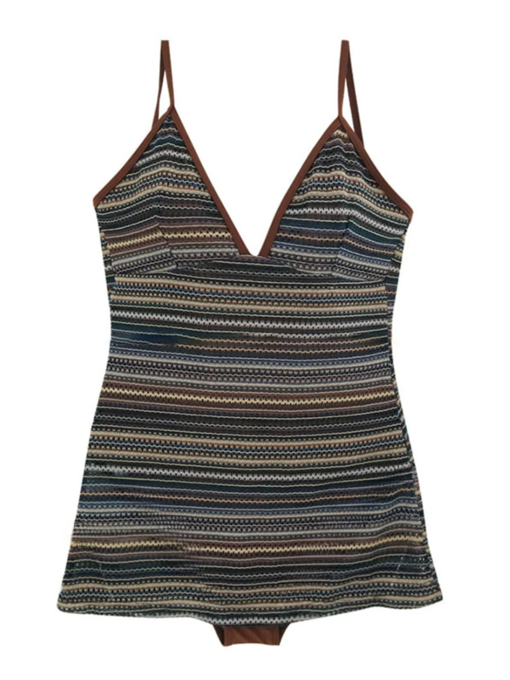 Conservative e One-Piece Bikini Swimwear Striped Sexy Hot Springs Beach Vaion Women's Sportswear Fixed Chest Pad