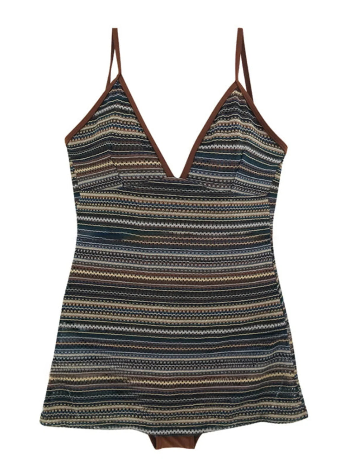 Conservative e One-Piece Bikini Swimwear Striped Sexy Hot Springs Beach Vaion Women's Sportswear Fixed Chest Pad