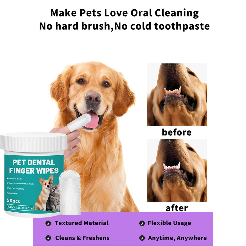 Pet Clean Products Disposable Finger Toothbrush Pet Teeth Cleaning Finger Covers Wet Wipes Dog And Cat Orals Cleaning