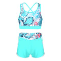 Girl'sSwimsuit Outfit Crop Top with Boyshorts Childrens Swimwear Kids Bathing Suit Swimming Set Beach Pool Printed Two Pieces