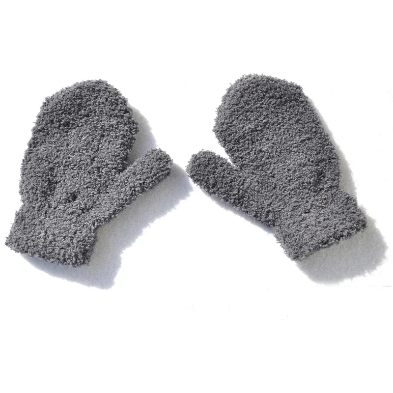New 1-4Y Kids Gloves Winter Baby Plush Coral Gloves Toddler Full Fingers Cute Mittens Warm Windproof Glove For Boys Girls