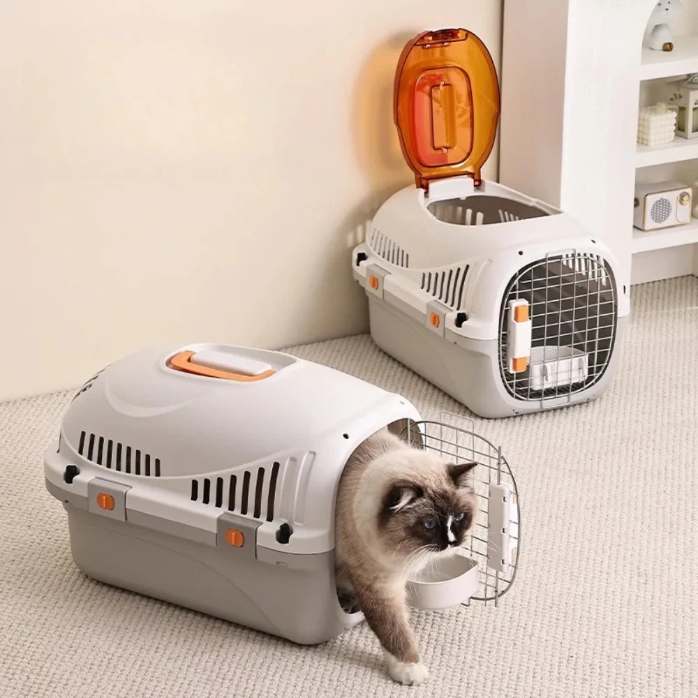 Portable Airline Approved Pet Travel Crate, Anti-Stress Cat Carrier with Top Window Safe Car Kennel for Small Dogs and Cats