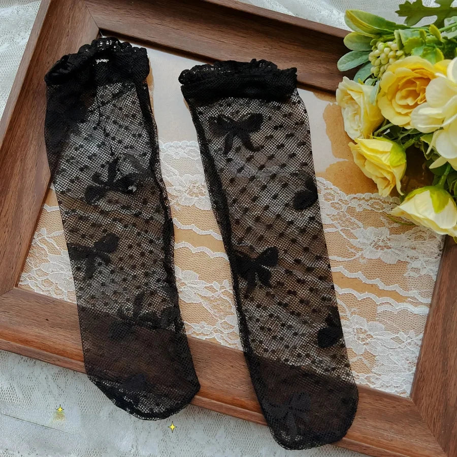 Korean Kids Girl Sock Retro Lace Ruffle Hollow Lovely Calf Sock for Children Girl Thin Breathable Frilly Princess Sock Kid Stuff