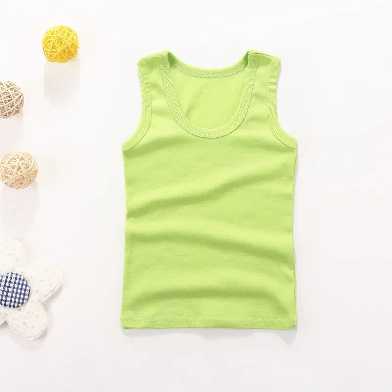Kids Baby Boys Vests T-shirts Children Summer Vest Top Outfit Kid Boy Girl Solid Tops Clothes Cotton Tees Black Playsuits