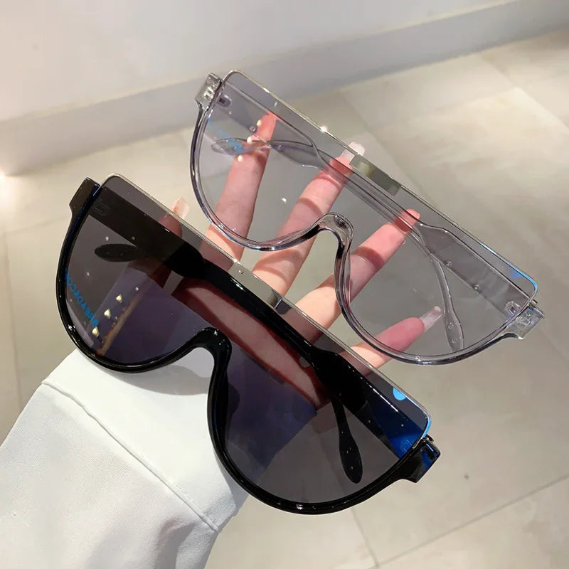 Women's Semi-Round Vintage Sunglasses 2026 New Trend UV400 Protection Anti Glare Monoblock Frame Outdoor Fashion Eyewear
