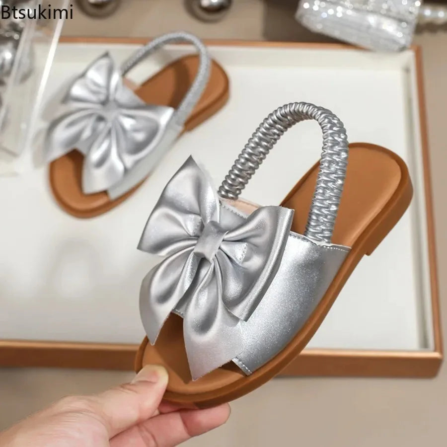 Simple Kids Sandals 2026 Summer New Style Girls' Shoes Fashionable Child Slippers Anti Slip Girls Sandals Bow Girls' Slippers