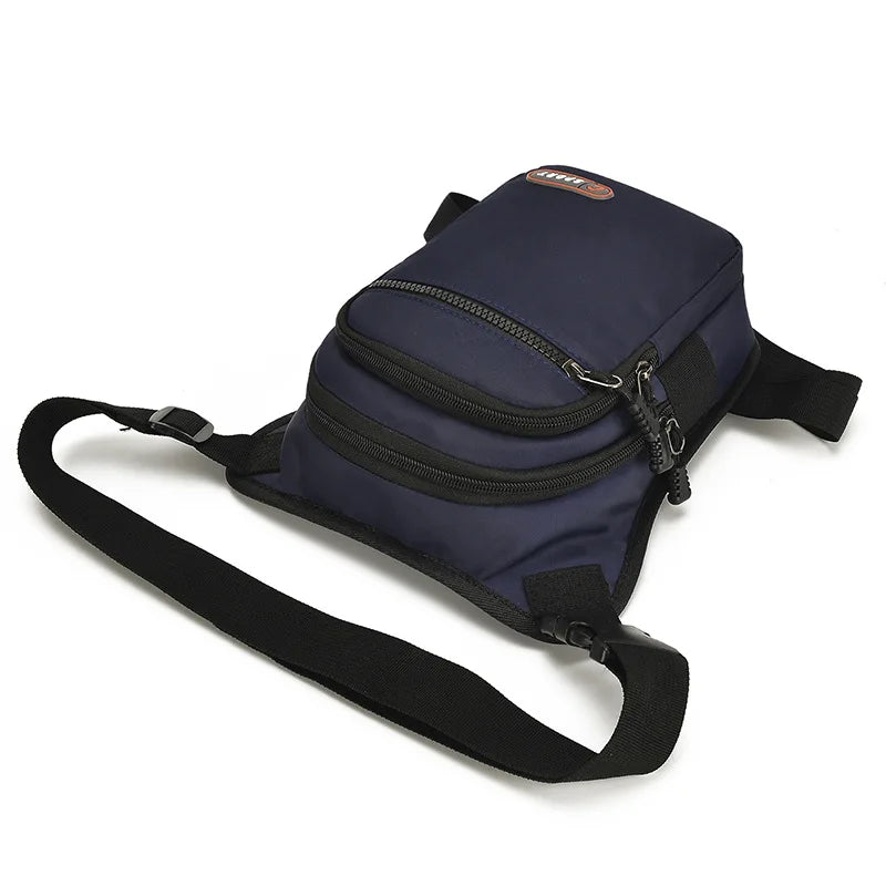 Fashion Motorcycle Men's Casual Waist Leg Bag Travel Personality Bag Oblique Cross Bag Soft Side Contrast Color Shoulder Bags